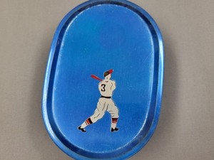 Showa Retro Aluminum Bento Box Baseball Player Blue Boy Period Item /B
