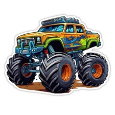 Monster Truck Sticker Cool Waterproof Vinyl Stickers for Kids Bumper Car Decal