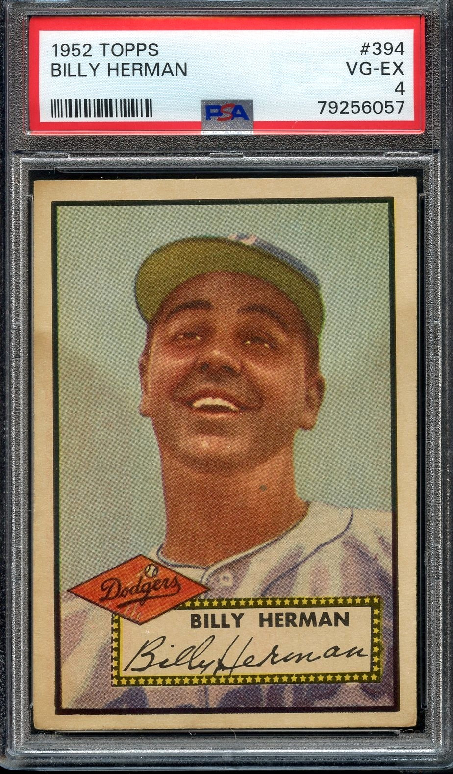 1952 Topps Tough High #394 Billy Herman PSA 4 Brooklyn Dodgers 6057