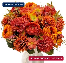2 Bundles Fall Artificial Flowers Bouquet Fake Peony Silk Chrysanthemums Autumn
