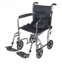 Drive Medical Lightweight Steel Transport Wheelchair, Fixed Full Arms, 17 Seat