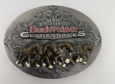 Vintage 1994 Budweiser Clydesdales Belt Buckle - Bergomot Brass Works- USA made
