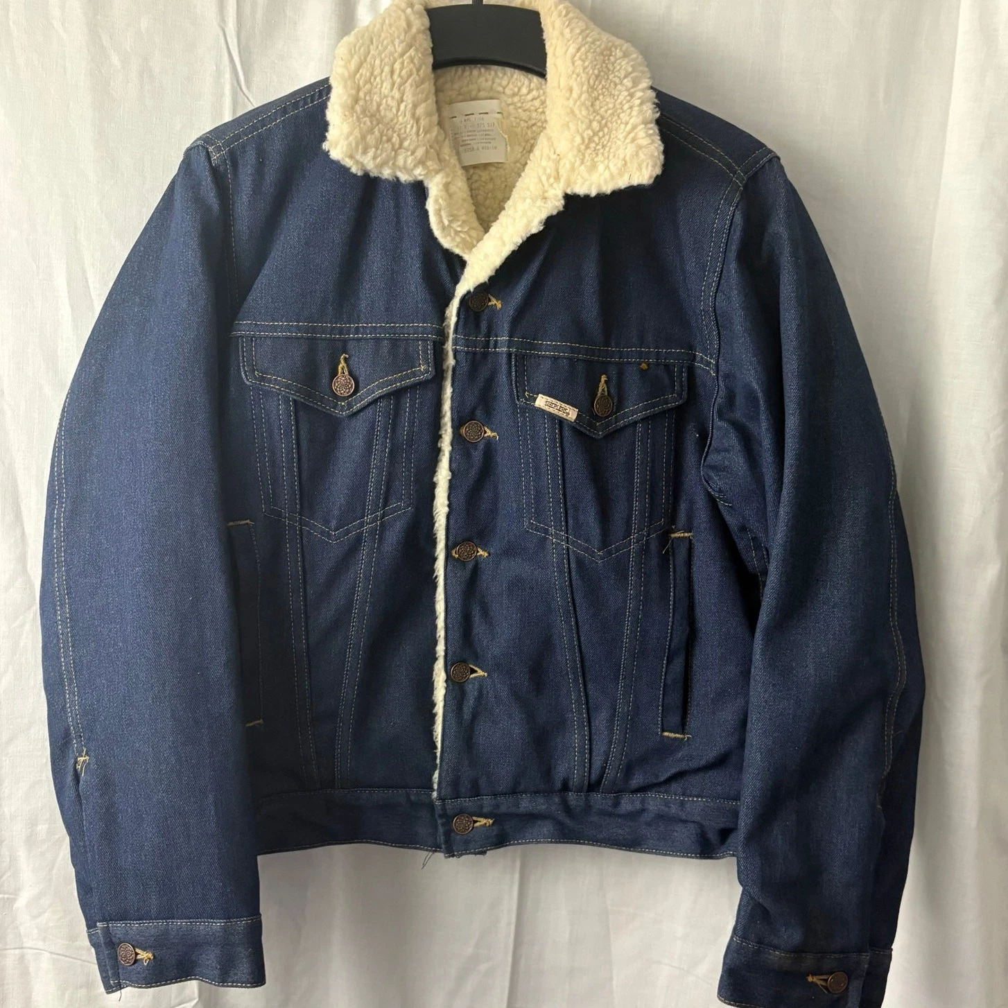 Sheplers Vintage Western Faux Sherpa Lined Denim Jacket Size Medium