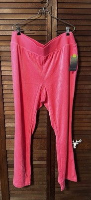 TEK GEAR Women's Pull-on Pink Velour Casual Pants Sz 2X Elastic Waist