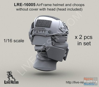 LVRLRE16005 1:16 LiveResin AirFrame Helmet and Choops without Cover with Head