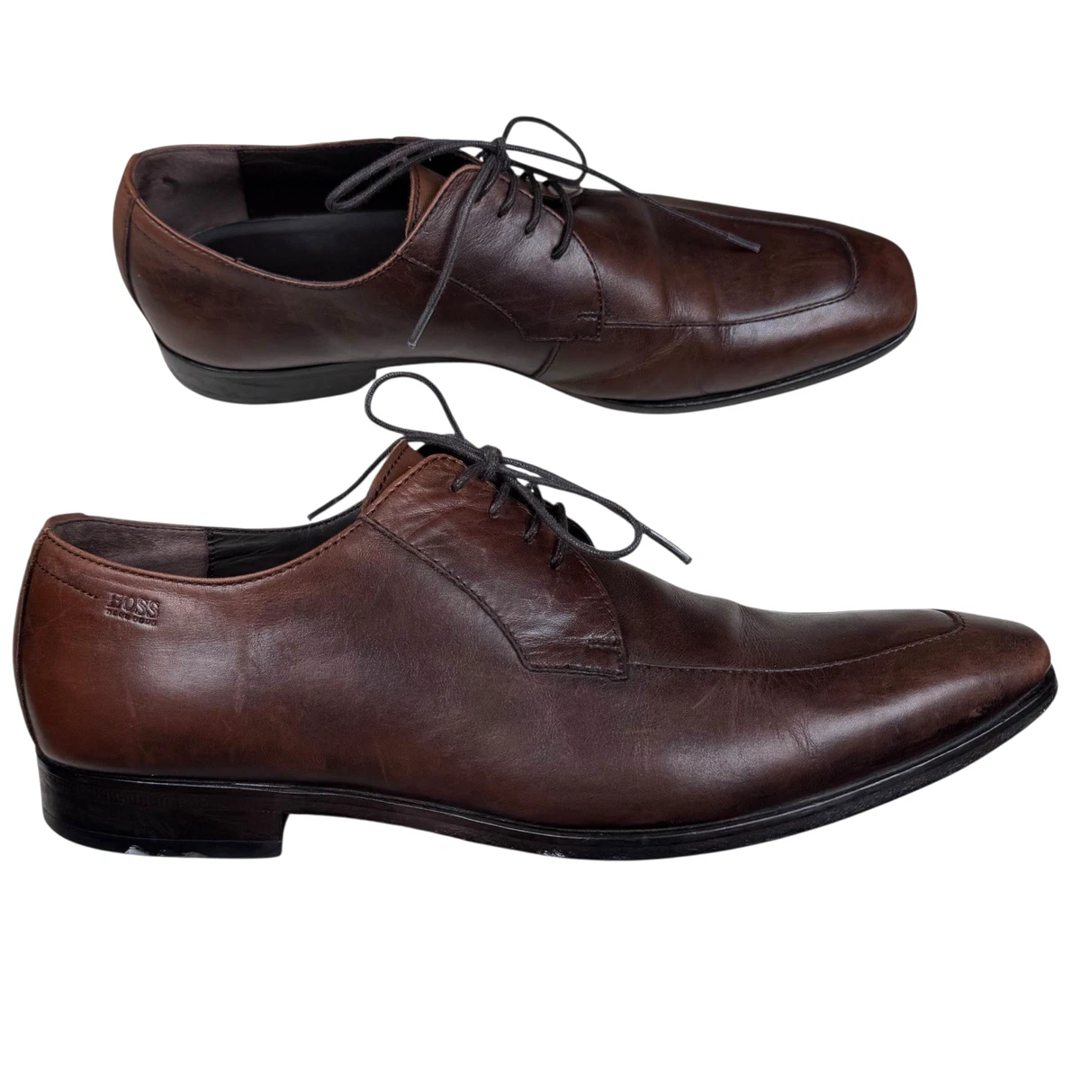 HUGO BOSS Leather Upper Brown Dress Shoes for Men for sale  display picture 3