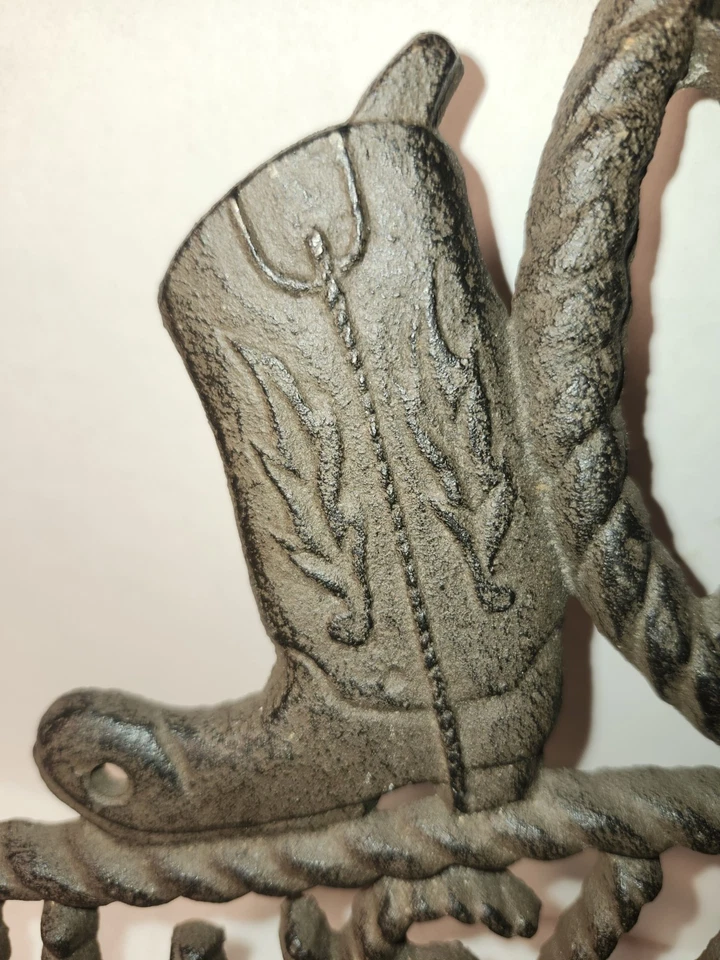 COLGADOR PUERTA BIENVENIDA HIERRO FUNDIDO RÚSTICO WESTERN COWBOY 9X7 Foto 3 de 4