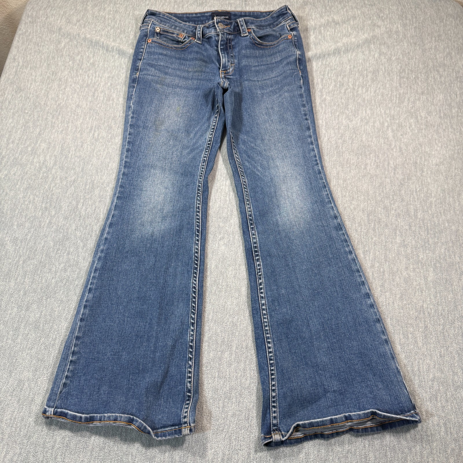 Womens 10/30r Blue Mid Rise Emma Flare Leg Denim Pants Casua