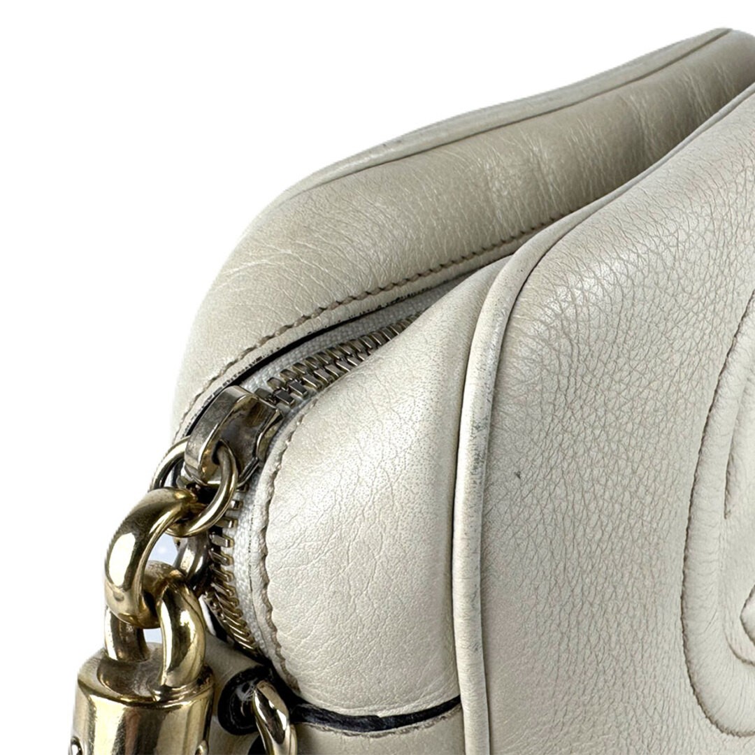 GUCCI Ivory Leather Crossbody Bag Gold Hardware Used 16x19cm Fashion Valid thumbnail 6