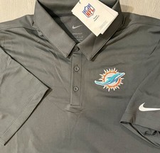 NWTag Nike Miami Dolphins Polo Shirt Mens L Black DriFit NFL Team Licensed Sport