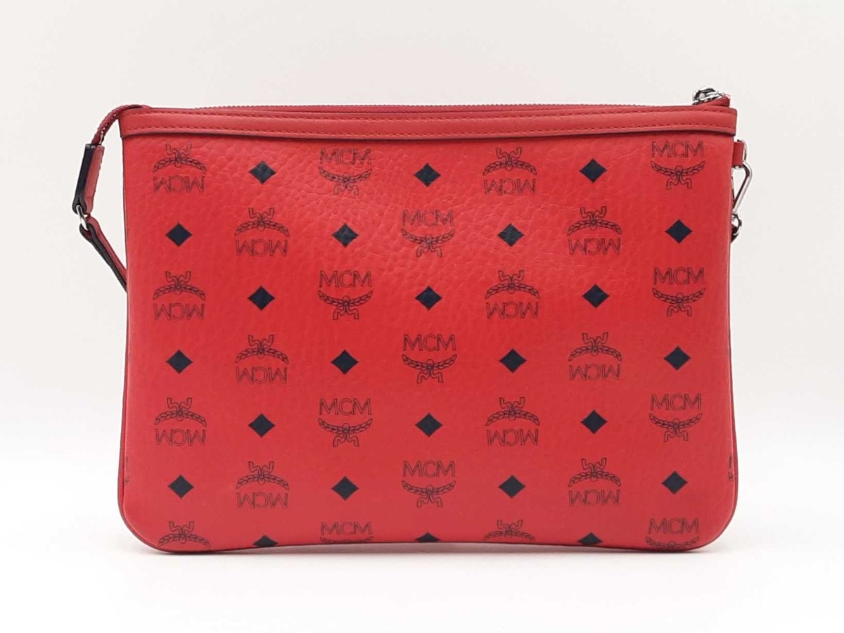 Mcm Zip Top Pouch In Ruby Red Visetos Coated Canvas Fw1215lprdu | eBay
