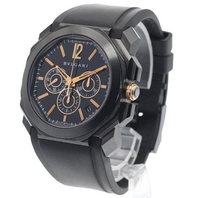Bvlgari Octo Ultranero BGO41SCH 41mm SS Black Dial Automatic Watch #C3629
