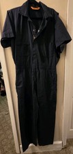 BERNE Coveralls MEN 42-44 L Blue Poly/Cot Const Mechanic Workwear Jumpsuit Read 