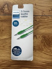 Philips 3.5mm Male to Male AUX Cable 3ft Green Portable Universal