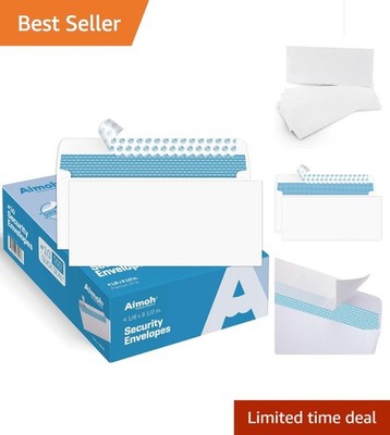 500 Security Self Seal Envelopes, Windowless, Quick Seal, 4-1/8 x 9-1/2''