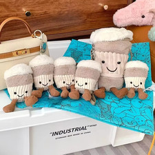 Jellycat Coffee To Go Bag Charm Cup Keychain Cute Plush Accessory New