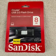 BLACK CRUZER SANDISK USB 2.0 Flash Drive 8GB Premium Capless Storage New Package