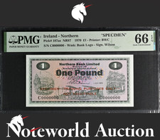 Ireland Northern SPECIMEN 1 Pound 1970 P 187as UNC PMG 66 EPQ 2nd TOP POP