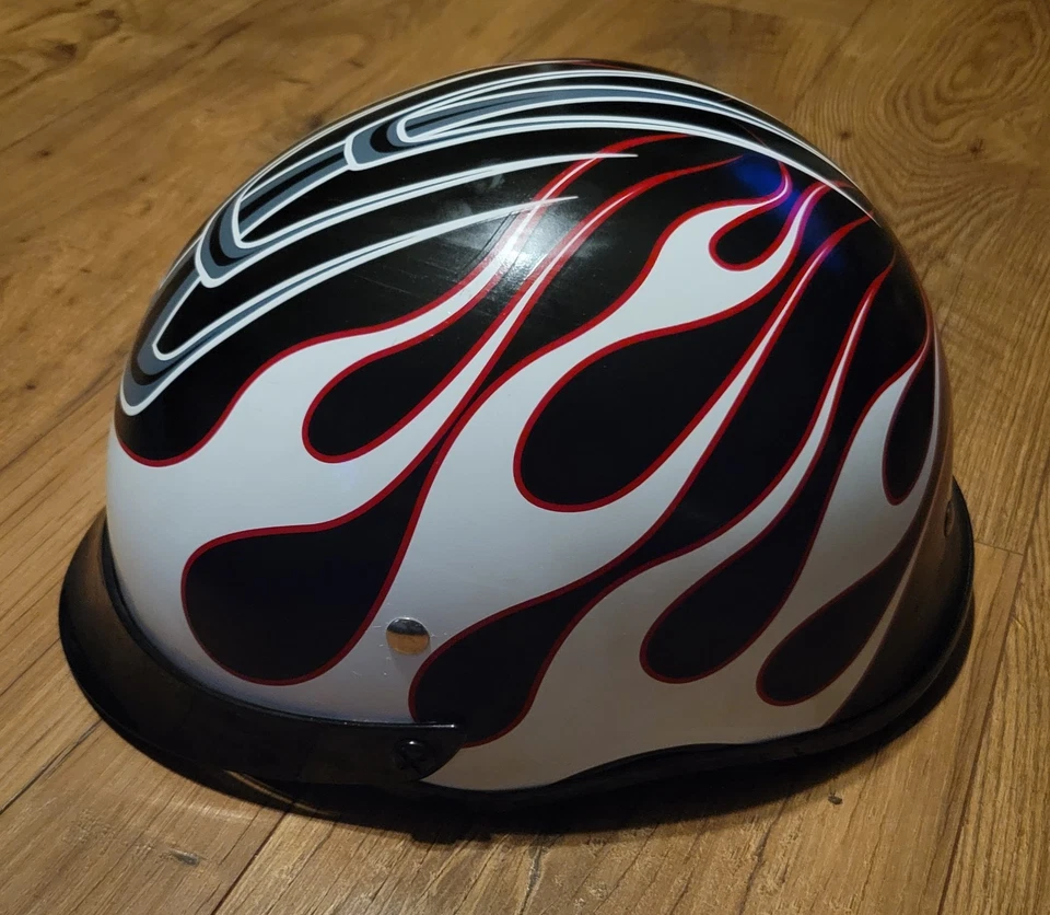 CS Cruiser Rat Rod Half Shell Motorcycle Helmet DOT Flame Pattern 52-518 MC-1F - Image 2 of 4