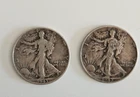 Lot of (2) Walking Liberty Half Dollars Circulated US Coins 1942 and 1943 S