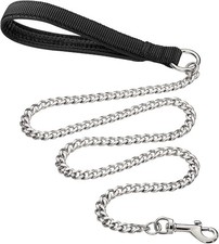 Chain Heavy Duty Metal Dog Leash, 4FTx3mm Chew Proof Pet Leash Chain with Soft P