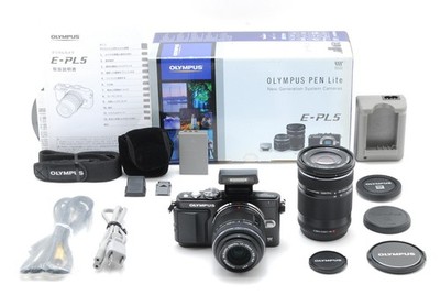 Olympus PEN Lite E-PL5 14-42mm 40-150mm Double Lens Kit From Japan [Top MINT]