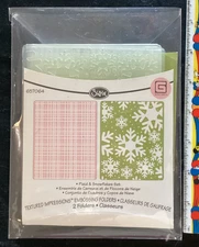 Sizzix 657064 plaid & snowflakes set 2 embossing folders NEW