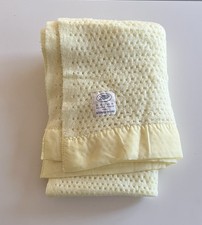 Boots Vintage Acrylic Yellow Pram Blanket Made by Witney England 90x70cm Shown