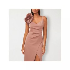 Sam And Jess Floral Applique Sleeveless Evening Gown - ACORN CHESTNUT Size 6