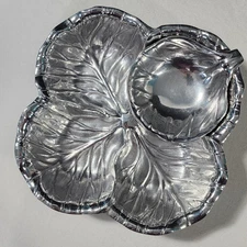 Wilton Armetale Cabbage Leaf Chip Dip Bowl 357454 Serving Dish Silvertone