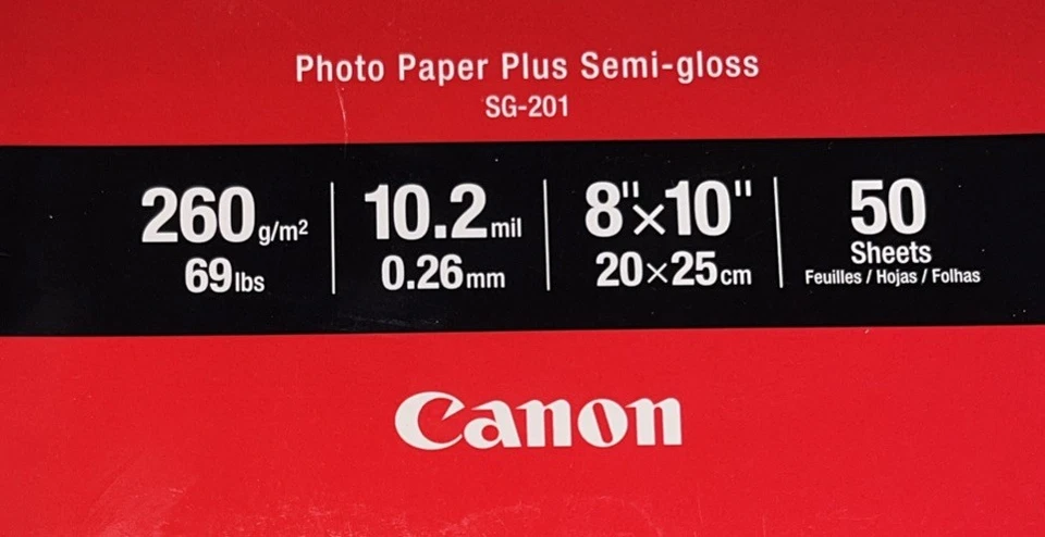 Canon Semi-Gloss Photo Paper Plus SG-201 (50 Sheets) 8”X10” NEW NEW NEW PIXMA - Image 3 of 4