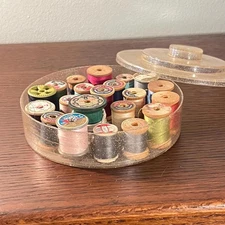 Vintage Wooden Spools of Thread Box Lot of 21 antique Country Cottage Farmhouse