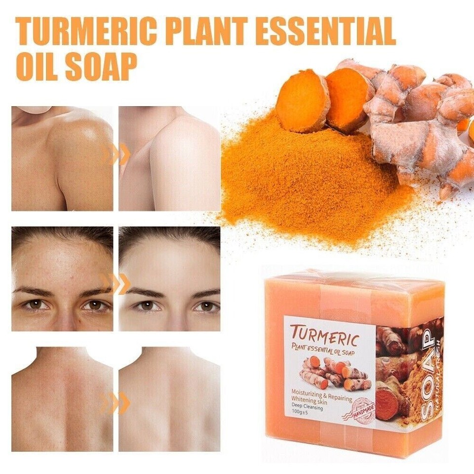 1/2PCS Turmeric Soap Dark Spots Acne Face & Body Wash Brightening