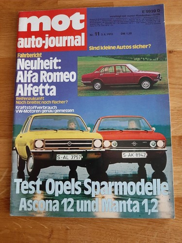 MOT 11/1972 Opel Ascona A 12 - Manta 1,2 - VW-Motoren Benzinverbrauch
