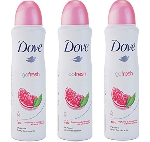 3x Dove Go Fresh Pomegranate & Lemon Verbena Deodorant 48h Spray 150 ml / 5 oz