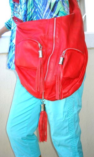 Vera Pelle ALICE&D Italian Crossbody Leather Women's Large Handbag Red $365,NWT - Picture 5 of 12