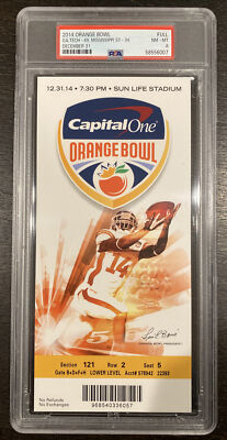 2014 Orange Bowl Georgia Tech 49 vs Miss St 34 Dak Prescott Ticket Stub PSA 8