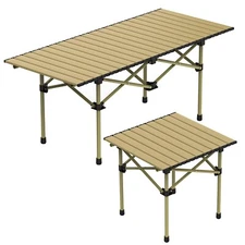 Outdoor Folding Portable Picnic Camping Table Roll-up Tabletop Carbon Steel