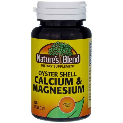 2 Pack Nature's Blend Oyster Shell Calcium & Magnesium Tablets, 750 mg, 100 Ct