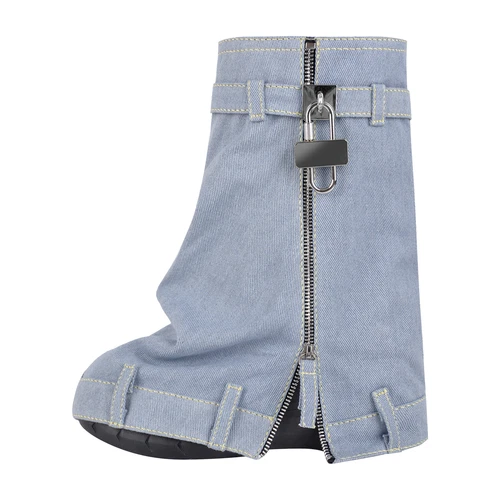 Punk Goth Womens Buckle Zipper Leather Round Toe High Wedge Heels Mid Calf Boots - Picture 5 of 51