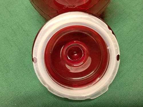 Vintage 1960er FENTON gestepptes Diamant-Bisquit-Glas ~ rotes Kunstglas 7 Zoll Kanister - Bild 9 von 9