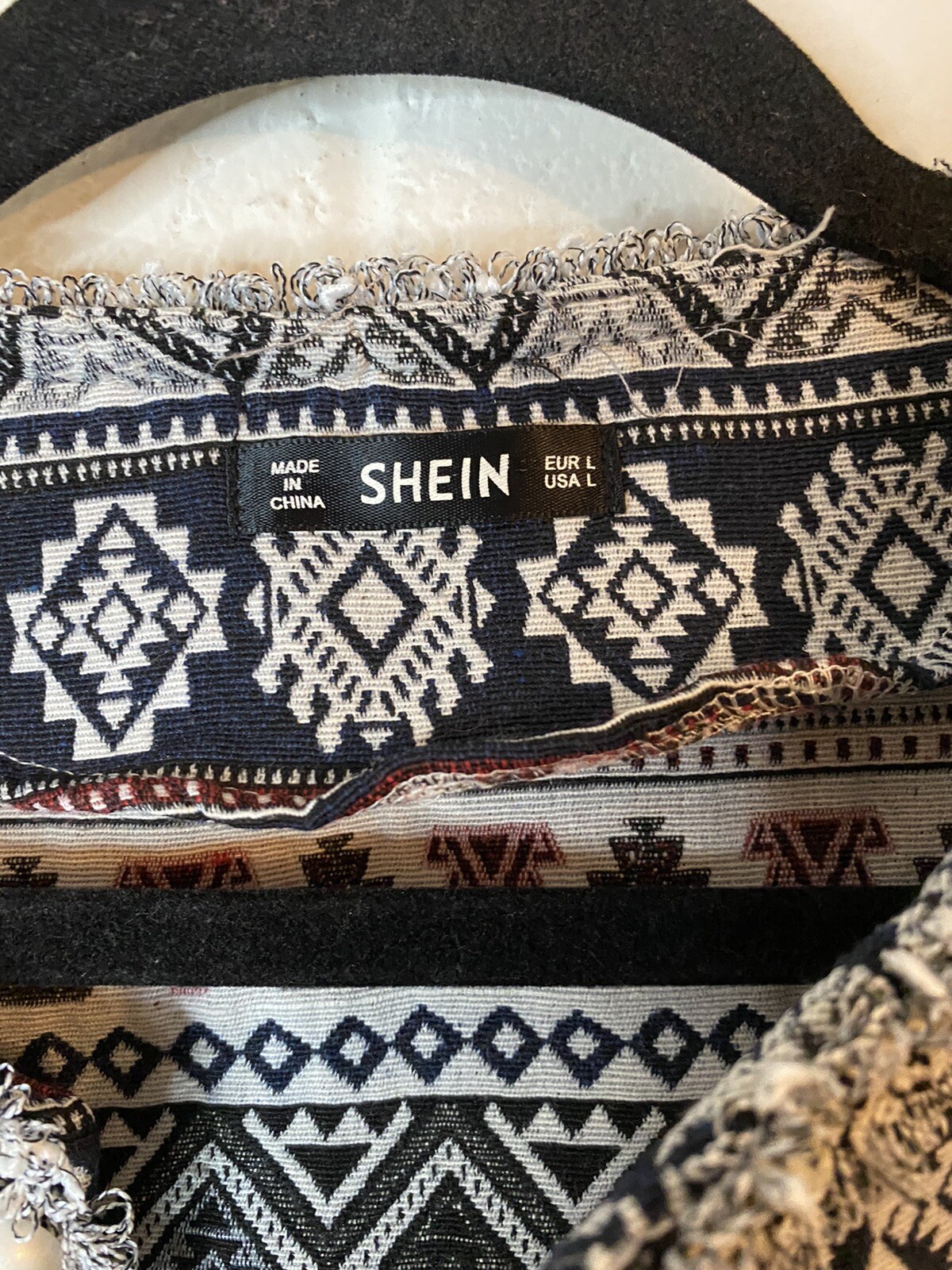 Shein Aztec Geometric Print Open Front 