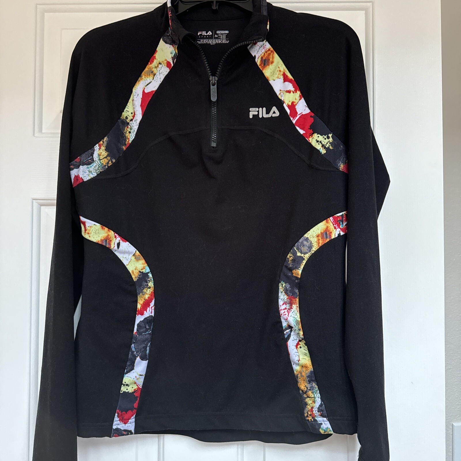 FILA SPORT RUNNING Giacca Attiva Nera Floreale Donna Medium