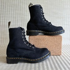 Dr Martens 1460 Pascal Glitter Ray Combat Boot Womens Size 7 Black Leather 8 Eye