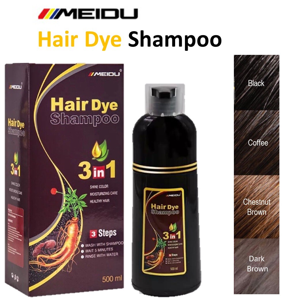 Meidu Hair Dye Color Shampoo Black Brown Coffee Cover Grey White