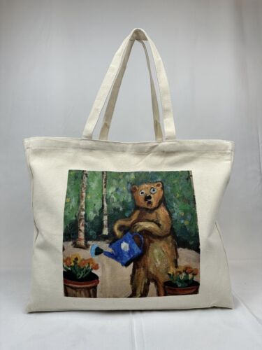 The Gardener Bear Tote Bag - Green Roots Urban Grow - Picture 1 of 4