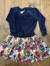 Leaping Lizards Dark Blue Velvet Topped Long Sleeve Animal Print Dress 6 Years