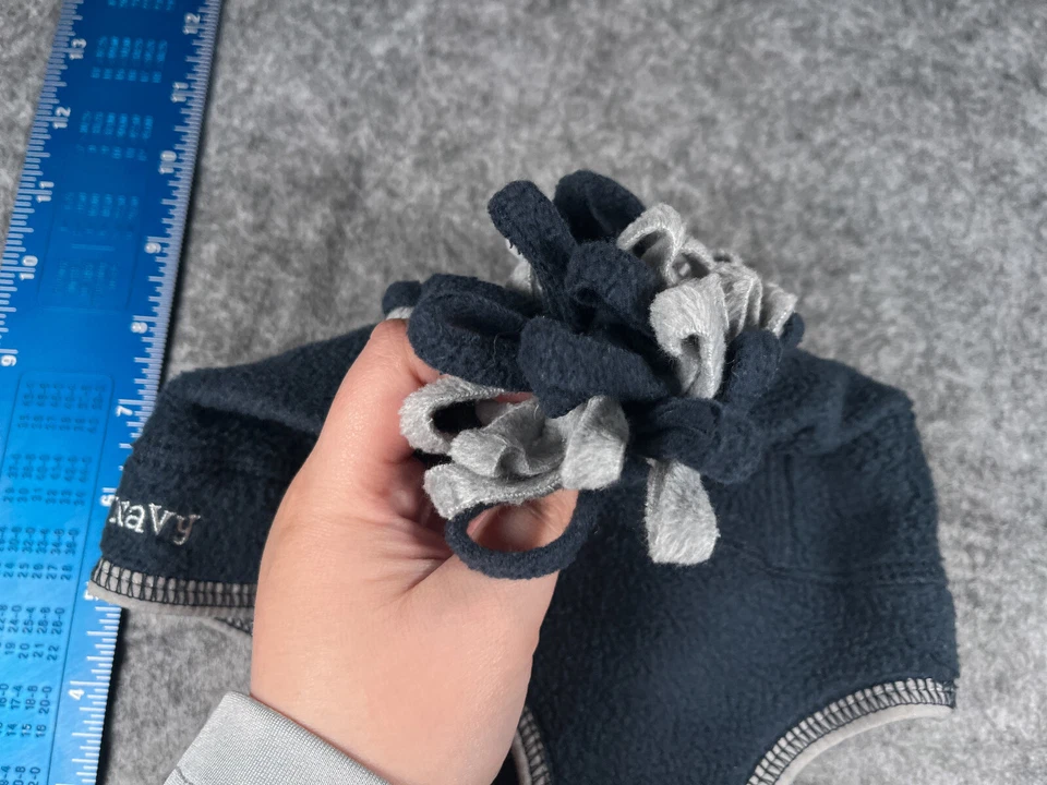 Antiguo gorro azul marino toque joven bebé 12-24M orejeras 100 % poliéster pompón Foto 4 de 4