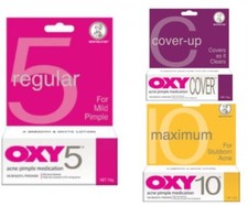 OXY Acne Pimple Spot Medication and treatment 25g Oxy 5 / Oxy 10 / Oxy Cover 