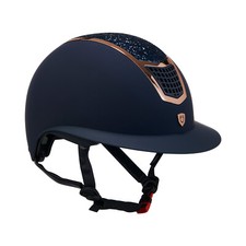 Equestrian Helmet Wide Visor Polo Eclipse Stone Matt Navy Rose Gold